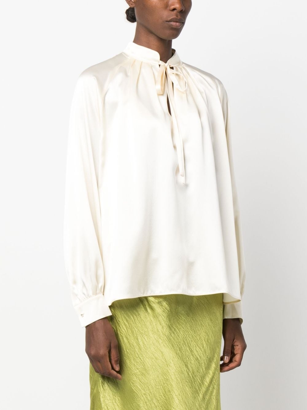 tie-fastening silk blouse - 3