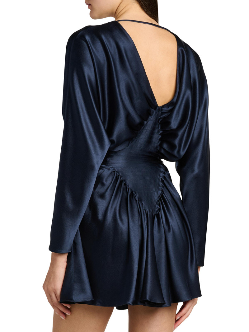 Women's Silk Satin Cocktail Minidress - Dark Navy 5