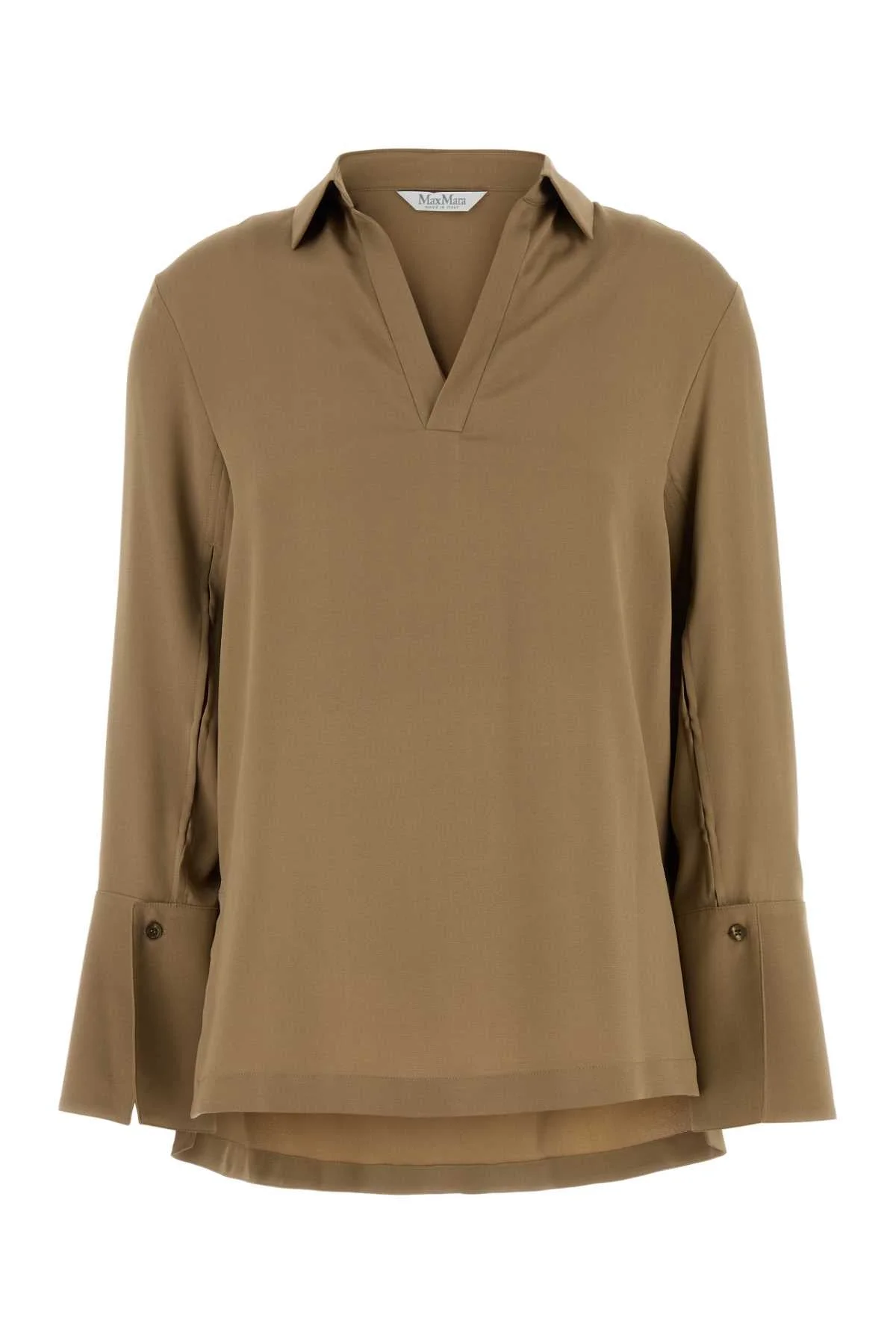 Max Mara Women Camel Stretch Crepe Dover Blouse - 1