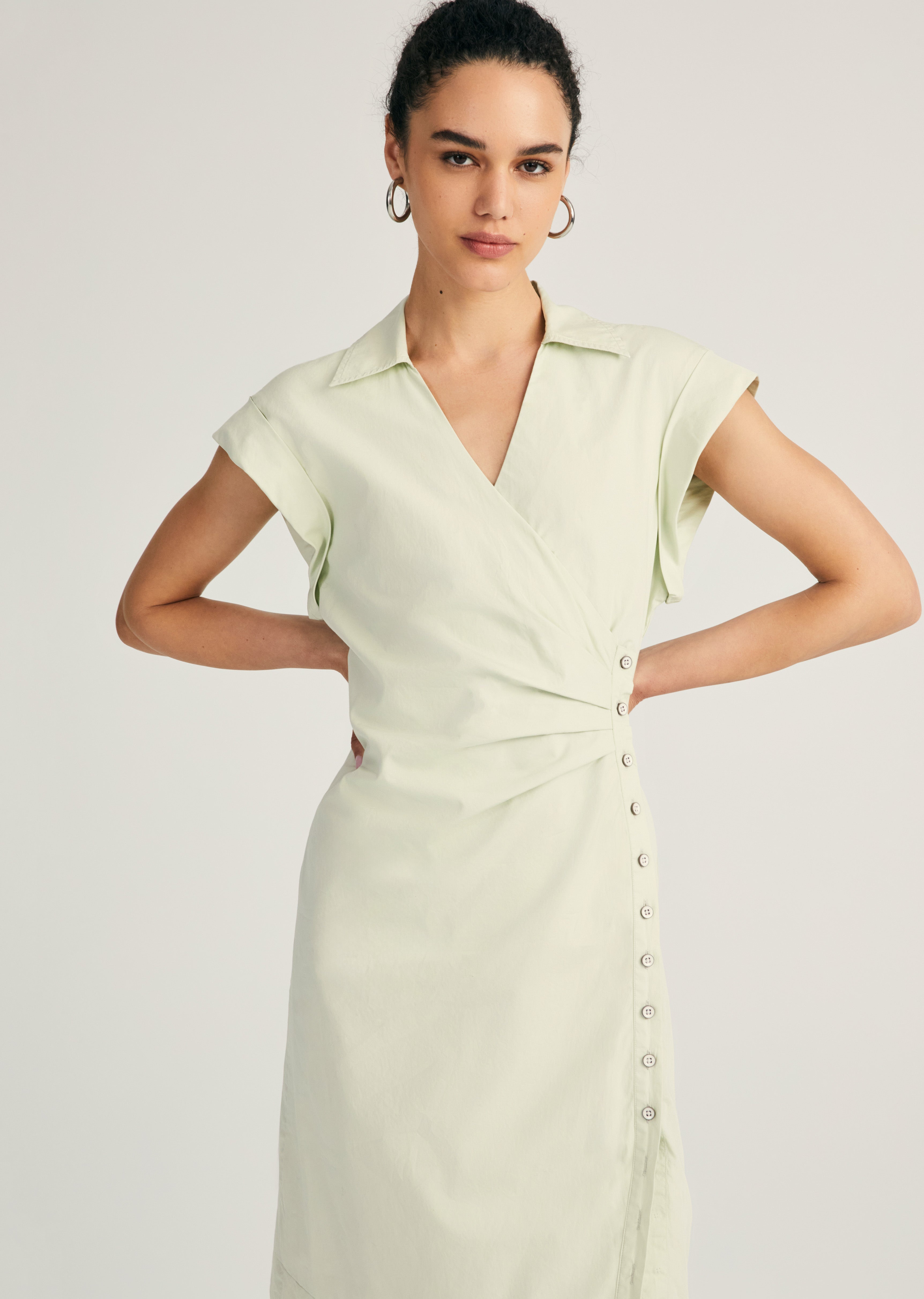 EVI SHORT SLEEVE BUTTONED SHIRT DRESS - 2