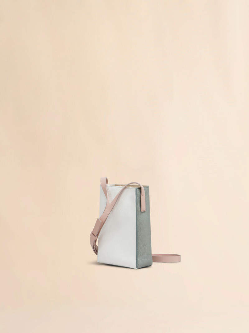 Marni GREY AND WHITE LEATHER MUSEO NANO BAG WITH MARNI SYMBOL EMBROIDERY outlook