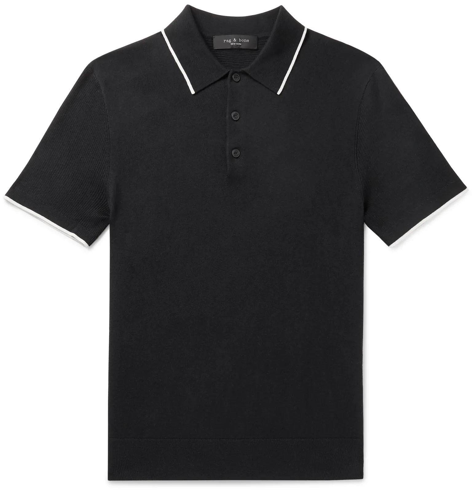 Jalen Contrast-Tipped Cotton, Silk and Cashmere-Blend Polo Shirt - 1