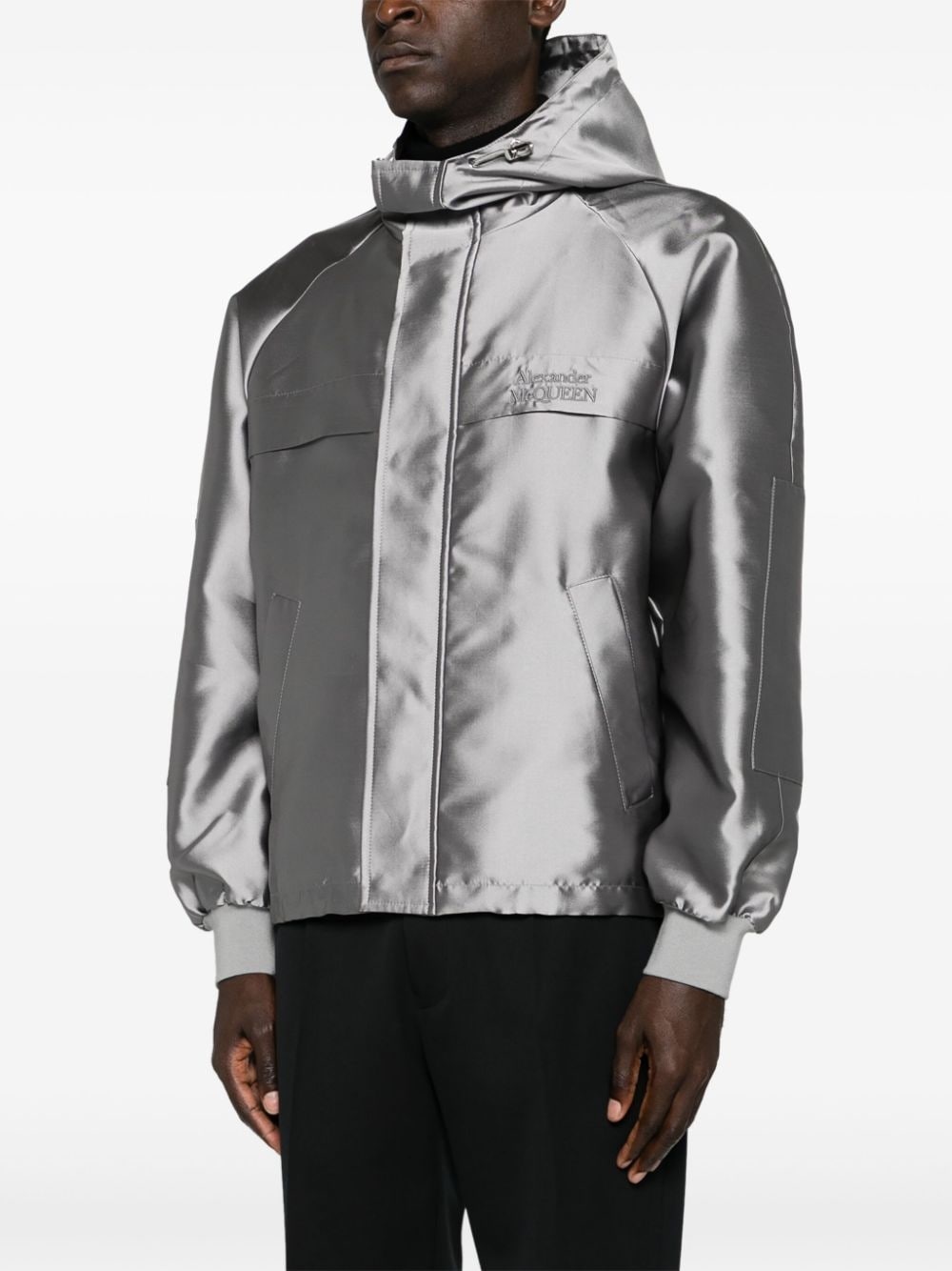 logo-embroidered hooded jacket - 3