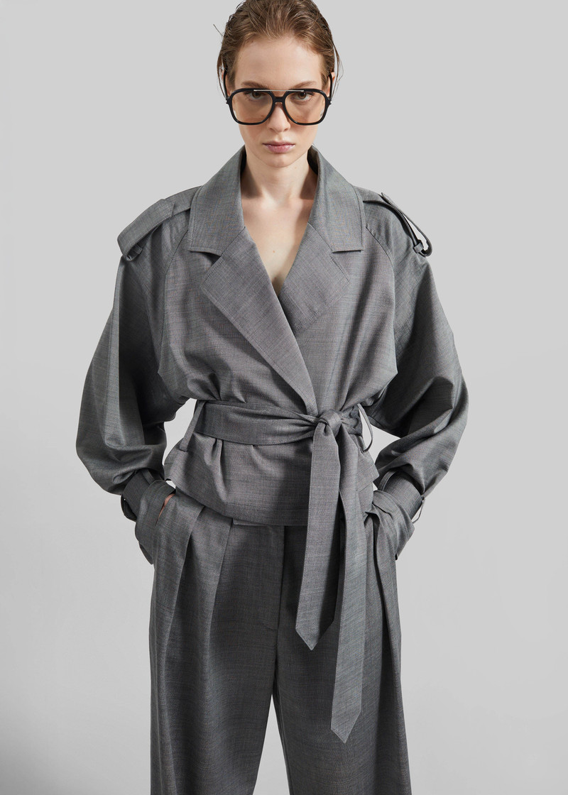 Simona Short Trench - Grey Melange 7