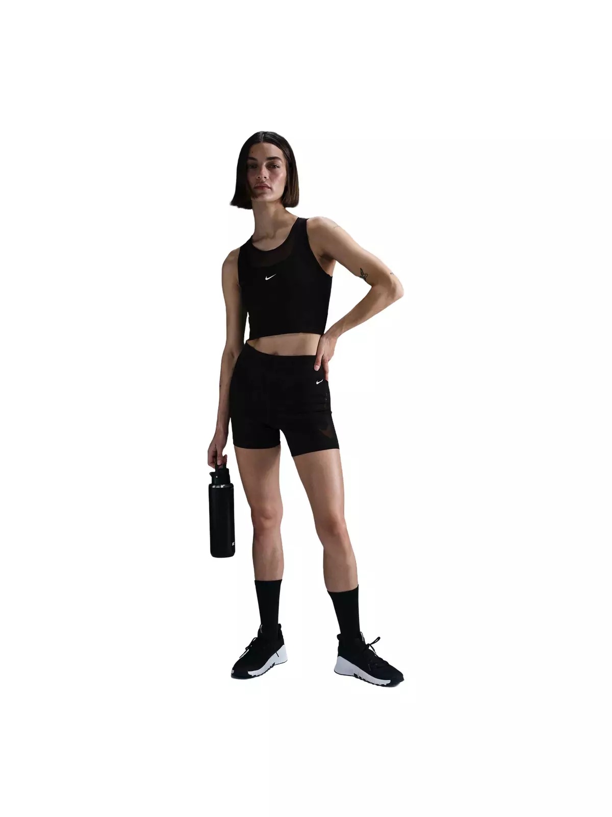 Women's Pro Dri-FIT Cropped Tank Top-Black - 4