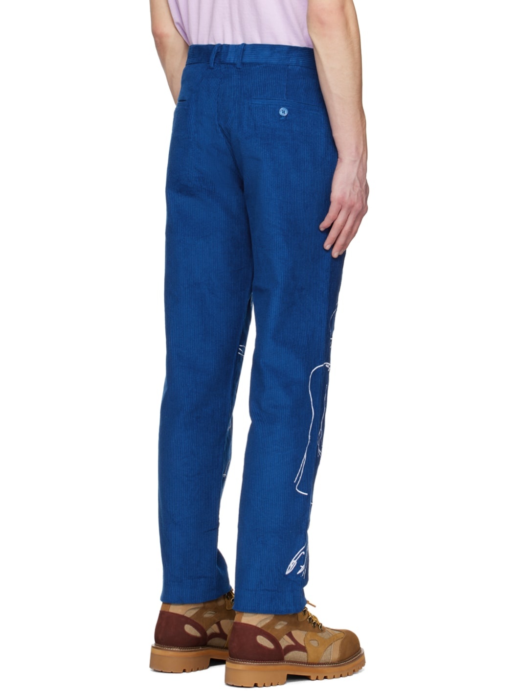 Blue Embroidered Trousers - 3