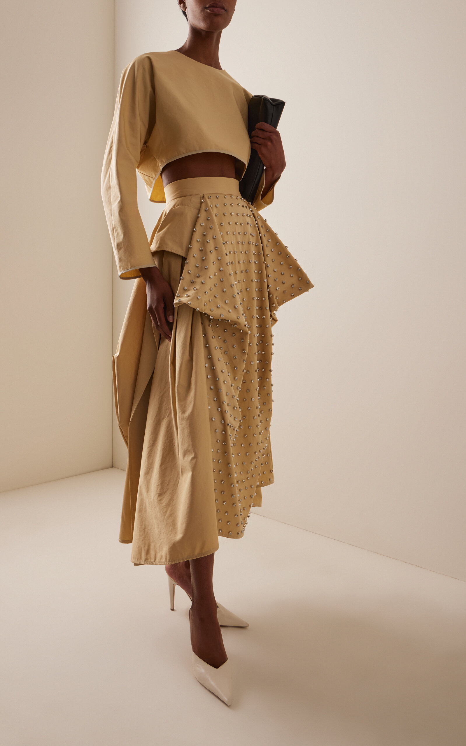 Fleur Studded Cotton Skirt yellow - 2