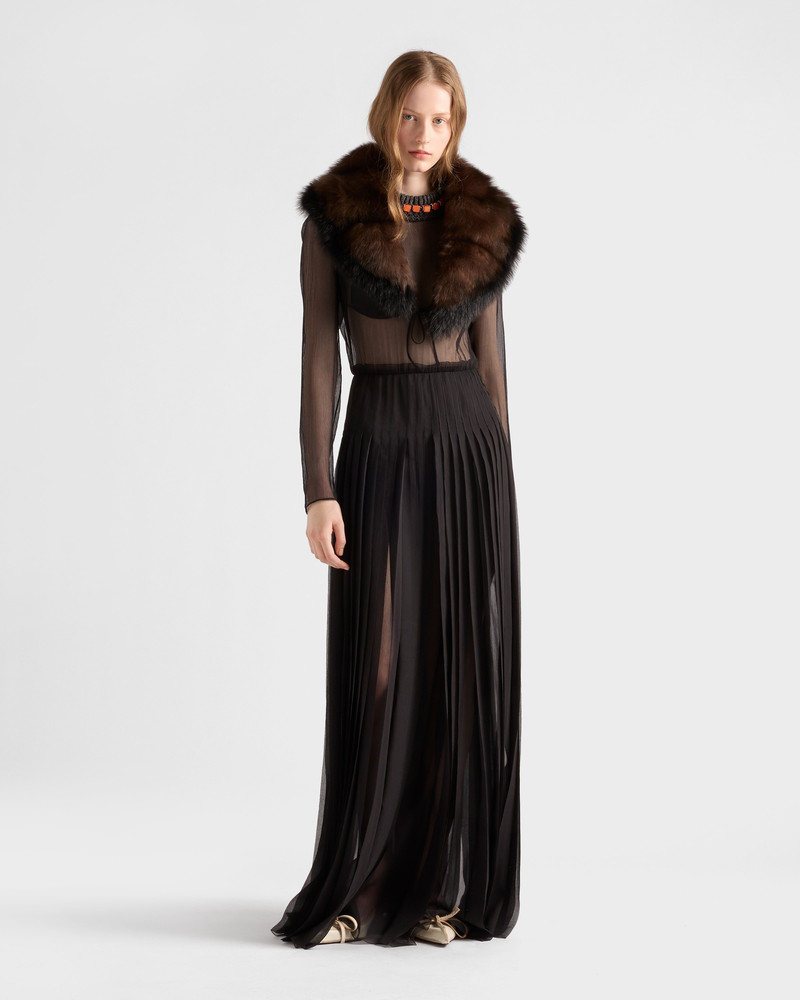 Prada Long silk chiffon dress outlook