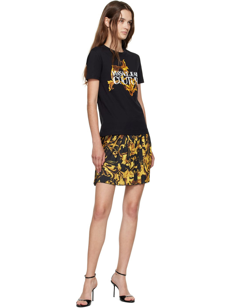 VERSACE JEANS COUTURE Black Screen-Printed Cotton Jersey T-shirt outlook