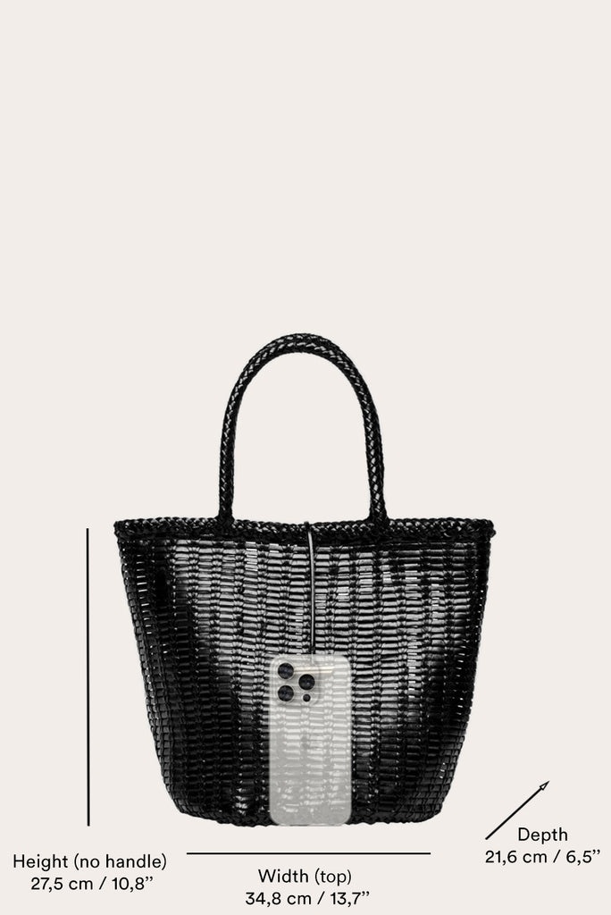 ROUND LEATHER BASKET DARK BROWN - 6