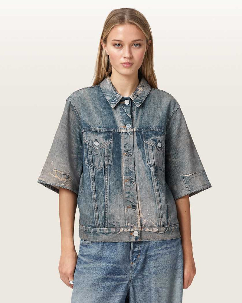 ALLSAINTS JUNI TERRY SHORT SLEEVE ILLUSION OF DENIM SHIRT outlook