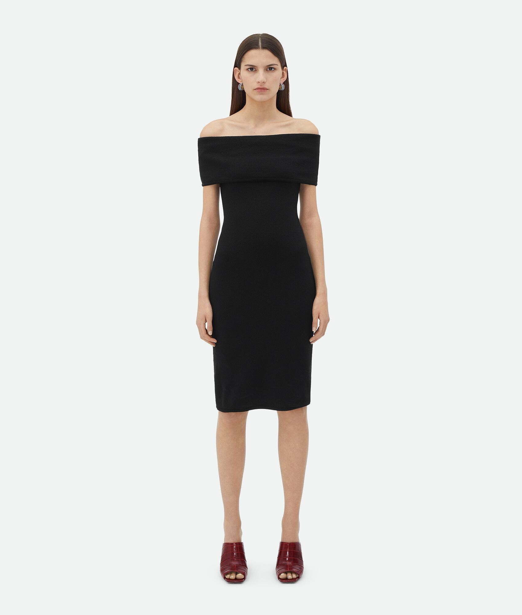 Textured Nylon Off-The-Shoulder Dress - 1
