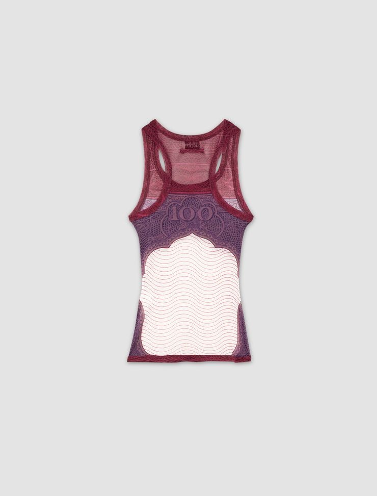 Mesh tank top with Cartouche print - 3