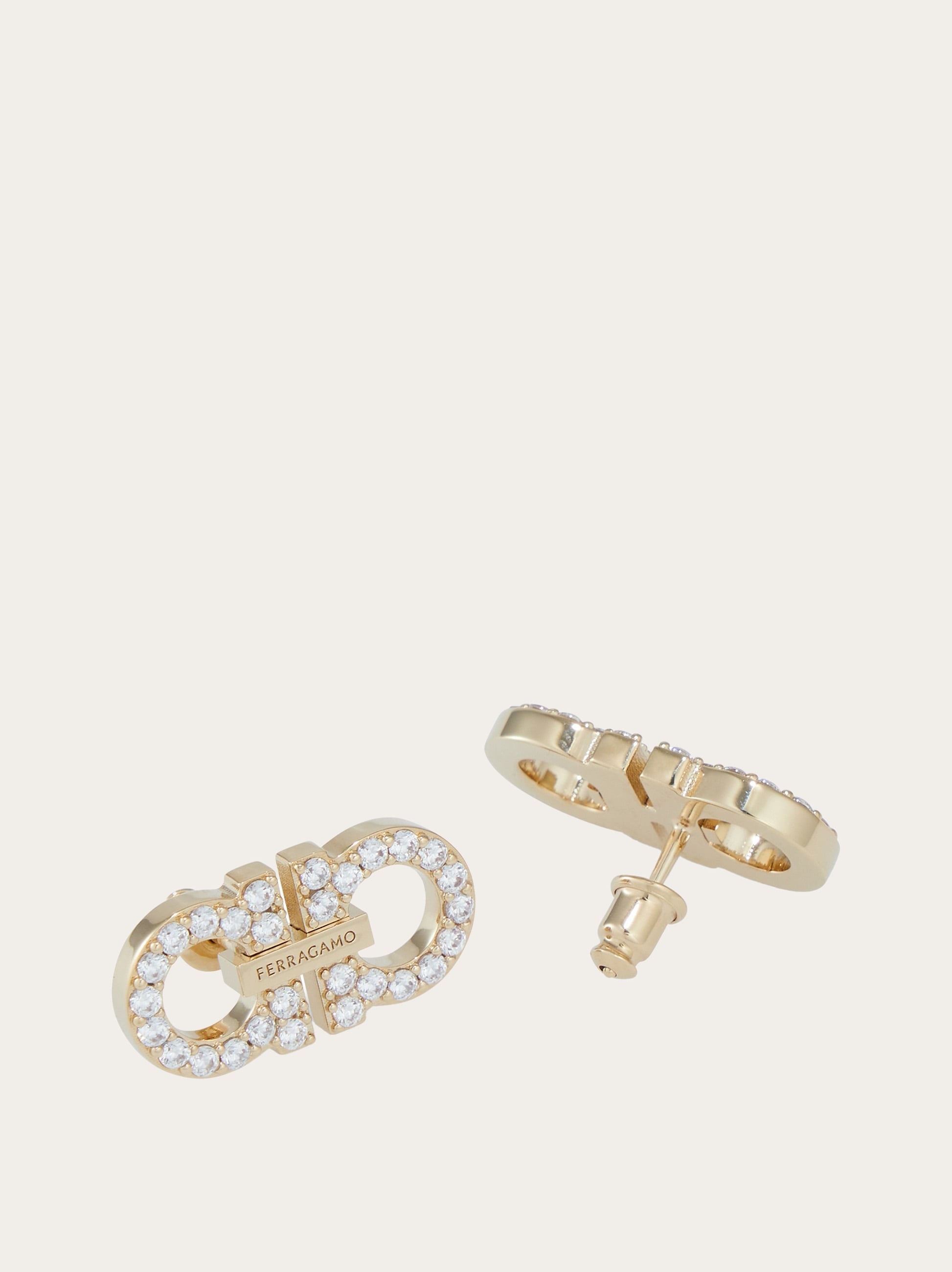 Double Gancini crystal embellished earrings - 2