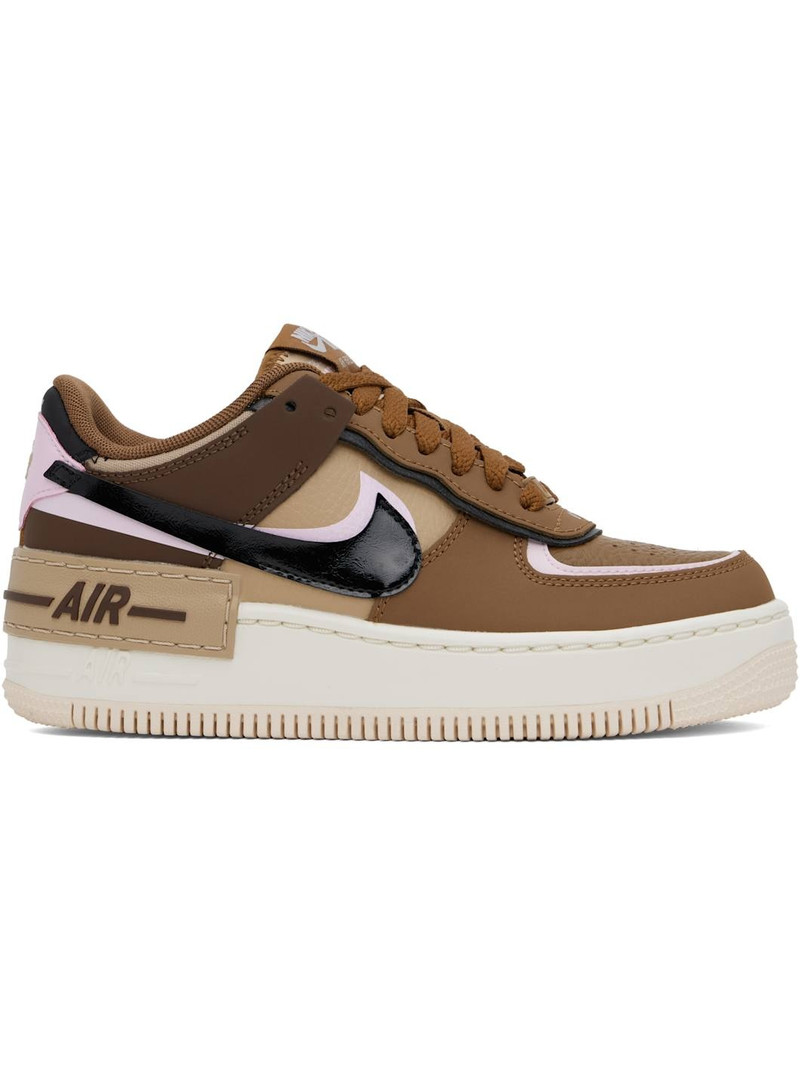 Brown & Pink Air Force 1 Shadow Sneakers - 1