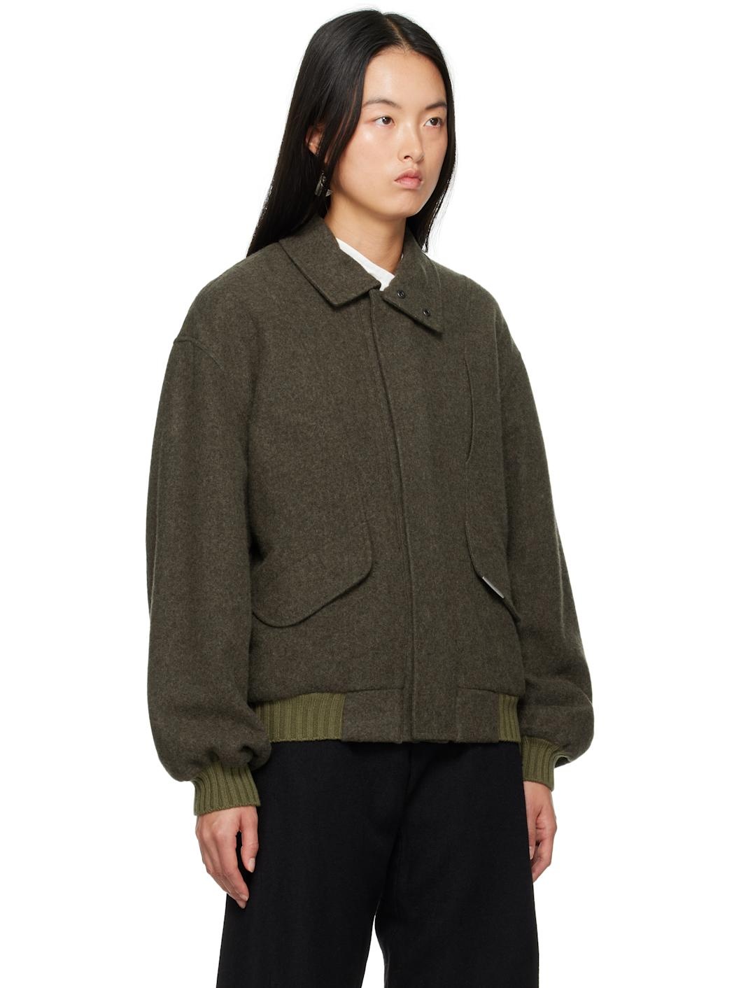 Khaki Wool Bomber Jacket - 2
