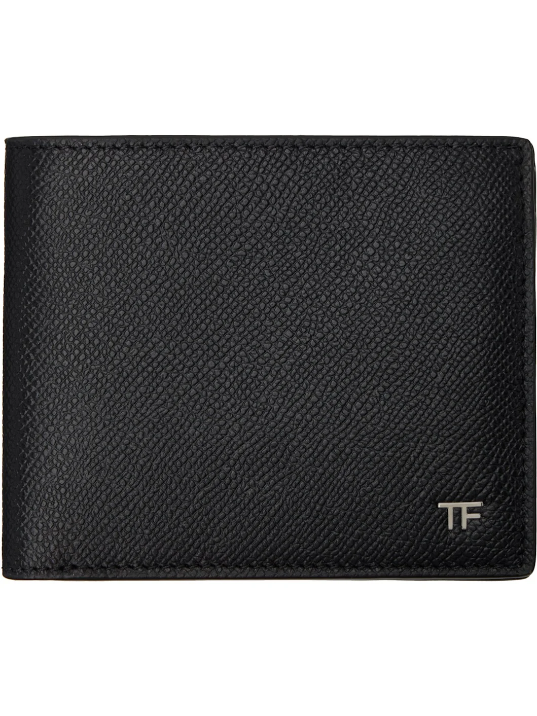 Black Small Grain Leather Bifold Wallet - 1