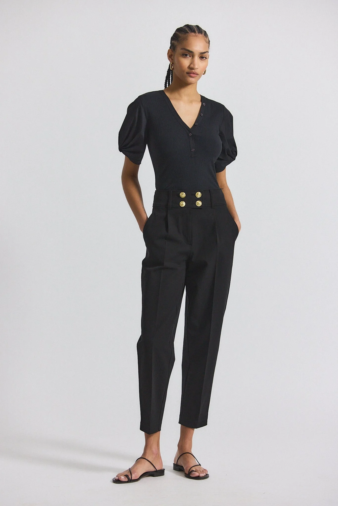 LEONIE PLEATED TAPERED PANT - 1