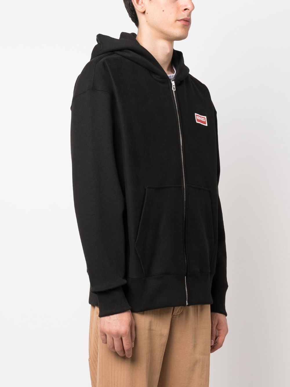 logo-embroidered stretch-cotton hoodie - 4