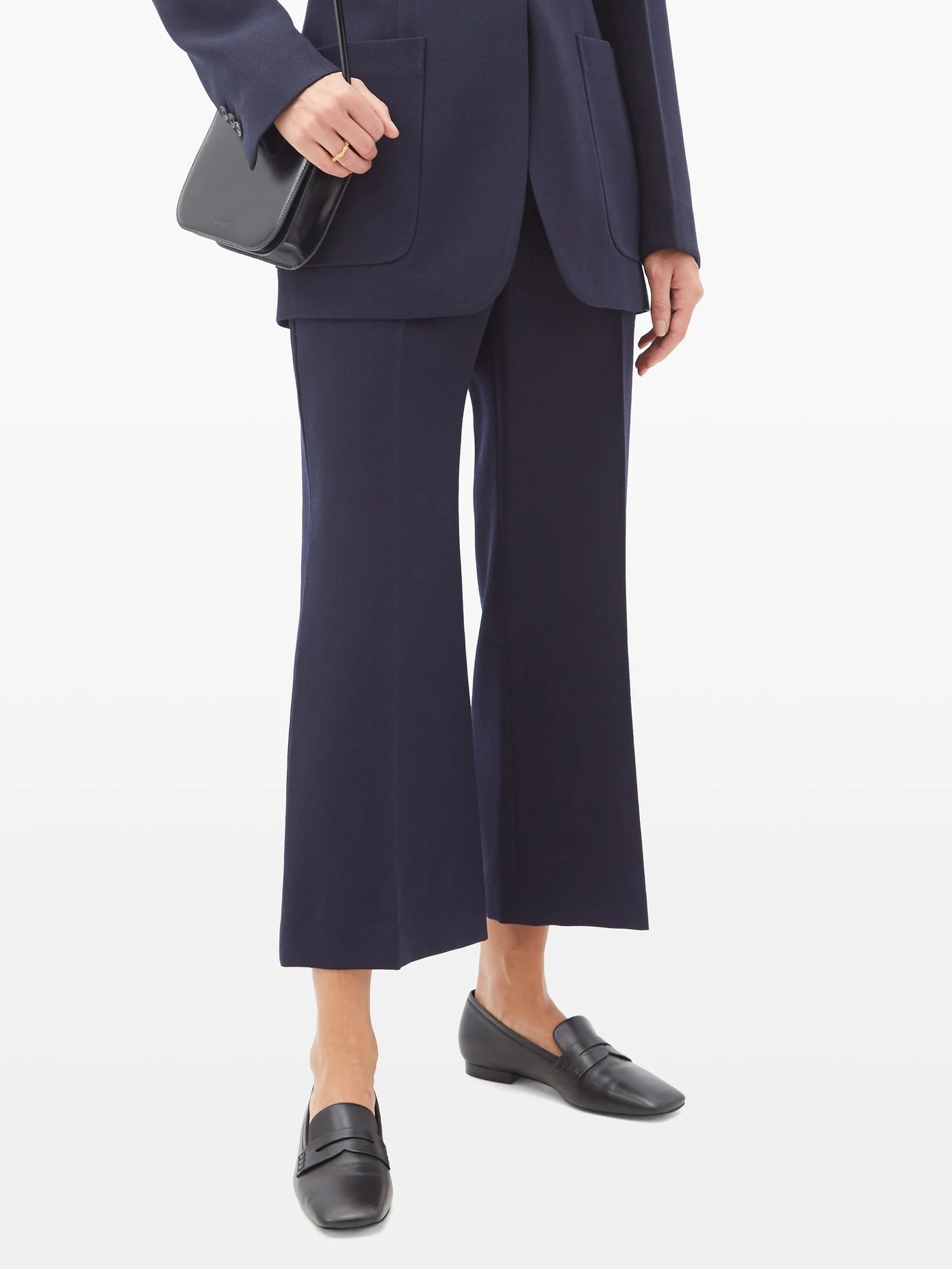 Wool-twill cropped kick-flare trousers - 6