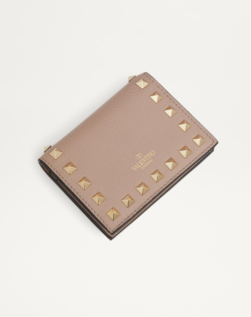 SMALL ROCKSTUD GRAINY CALFSKIN WALLET 3