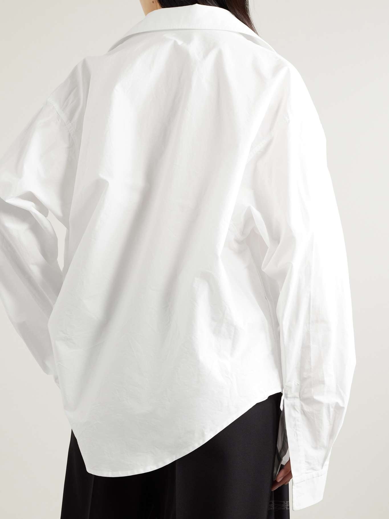 Oversized embroidered cotton-poplin shirt - 3