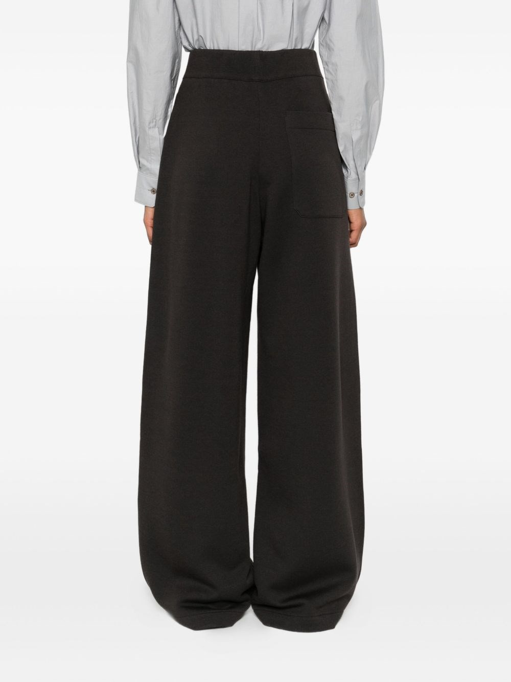 Wool and cotton wide-leg trousers - 4