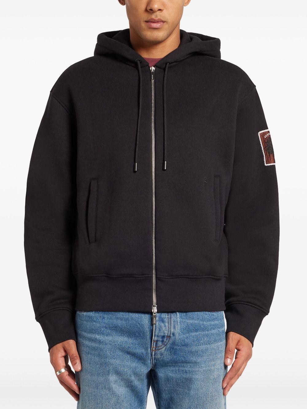 logo-patch zipped hoodie - 3