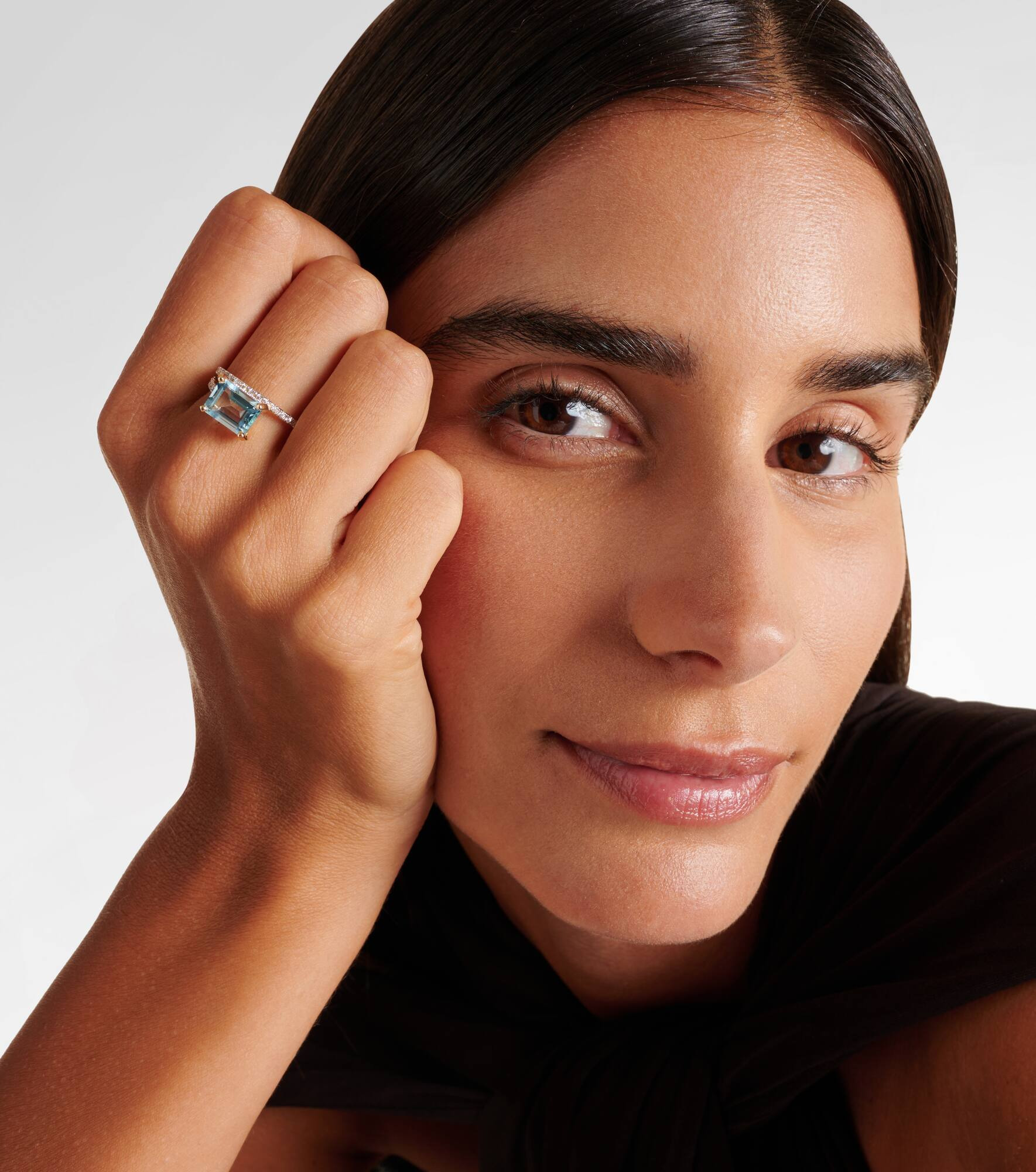 Point of Focus 14kt gold ring with diamonds and topaz - 3