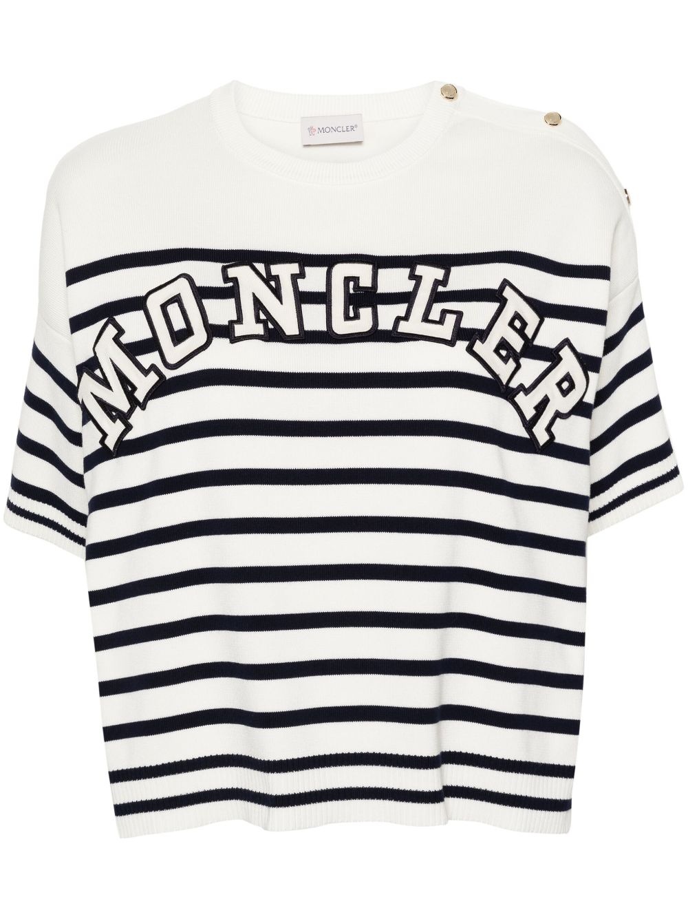 logo-patch striped knitted top - 1