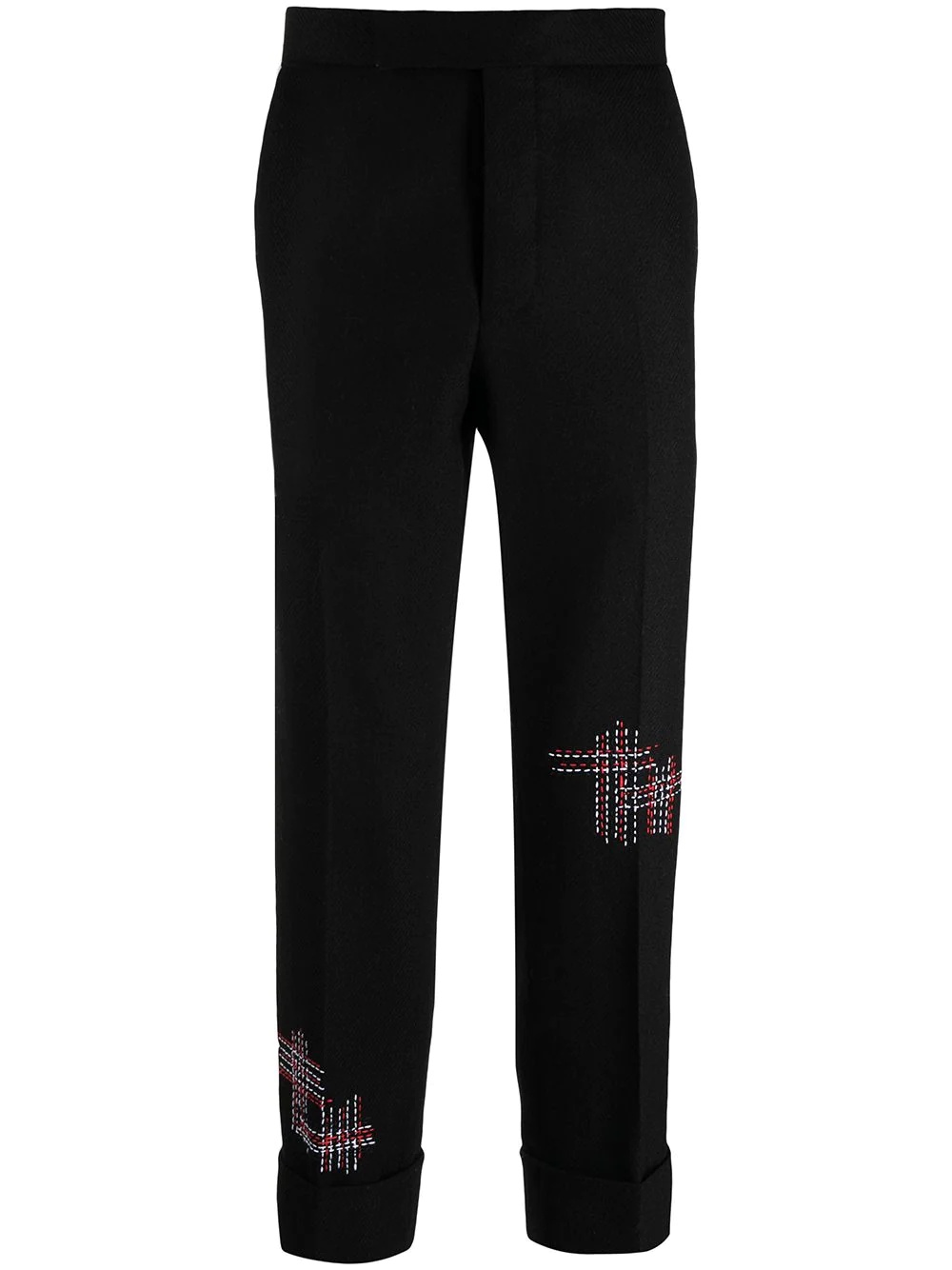 cropped exposed stitching trousers - 1