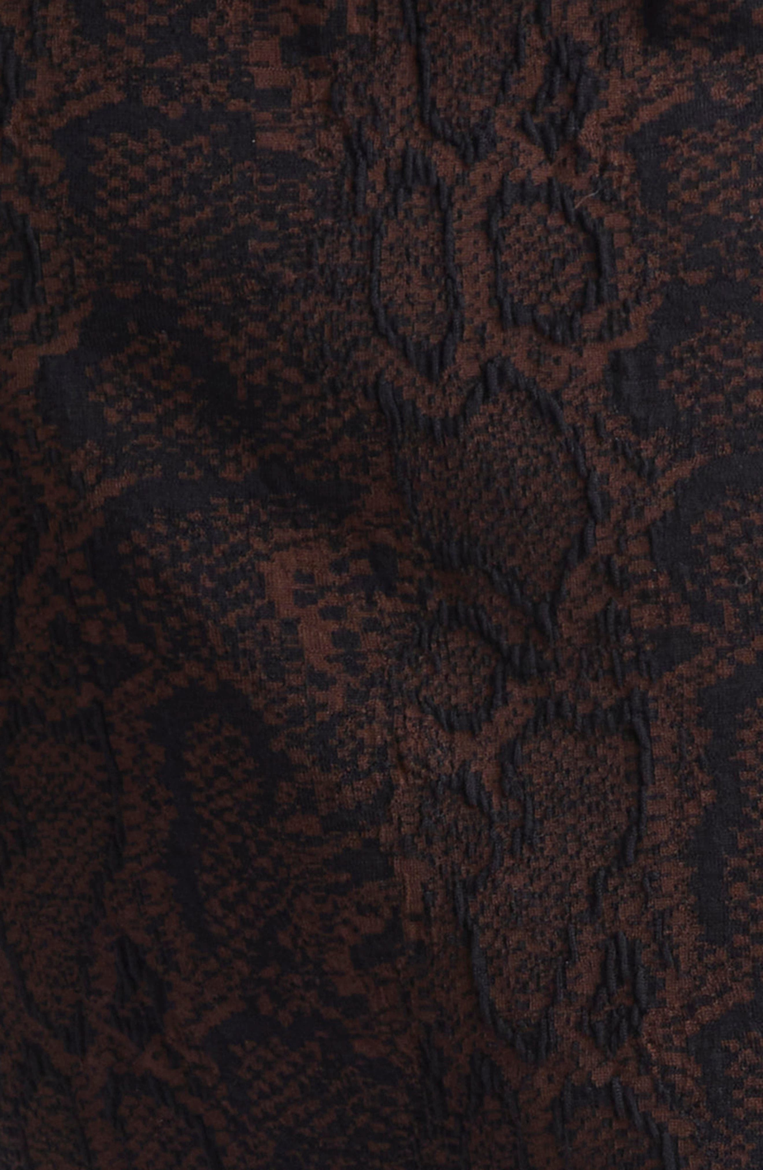 Stella McCartney Textured Snakeskin Jacquard Wool Blend Midi Skirt in Brown/Black at Nordstrom - 7