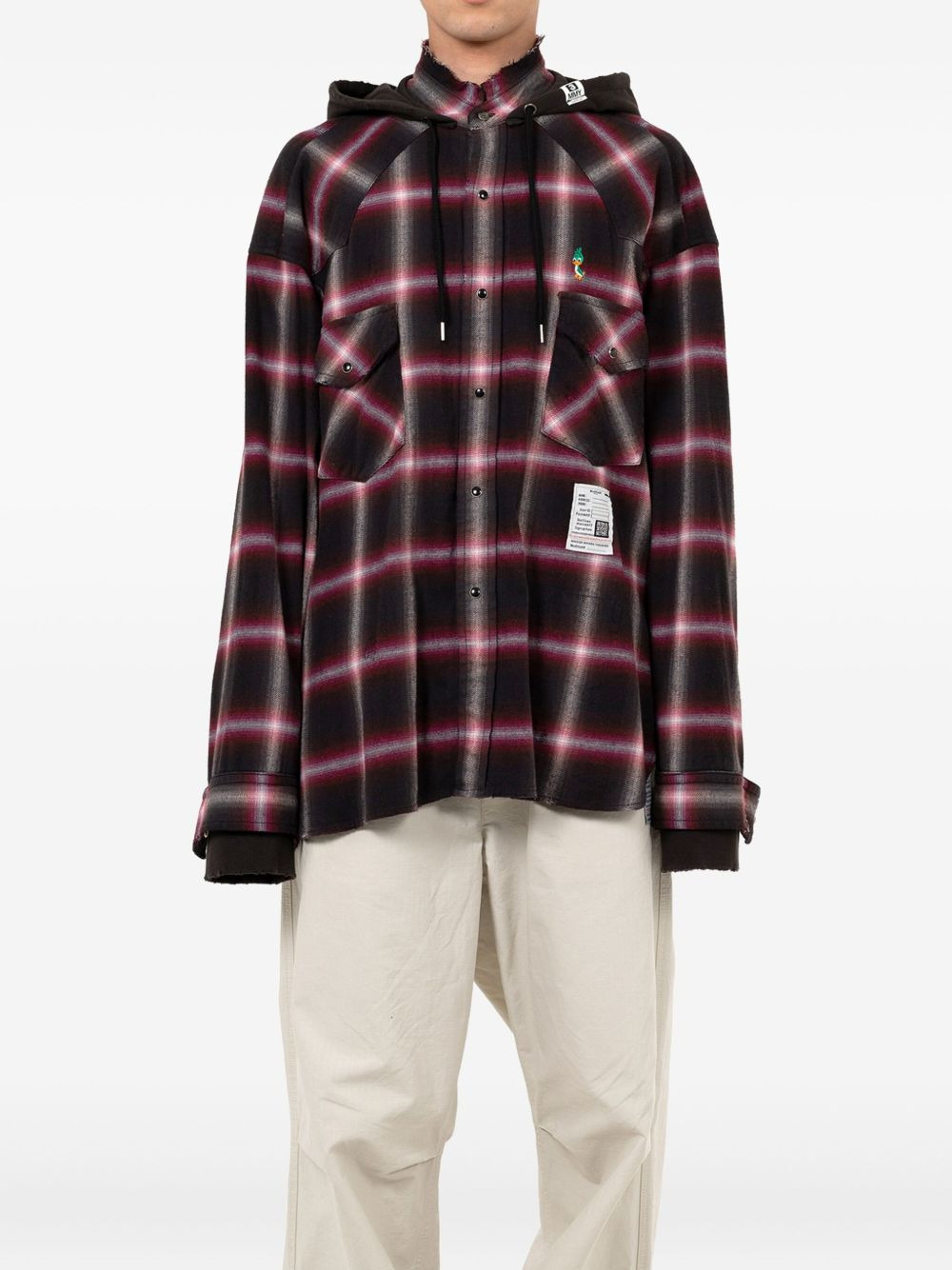 plaid button hoodie - 2