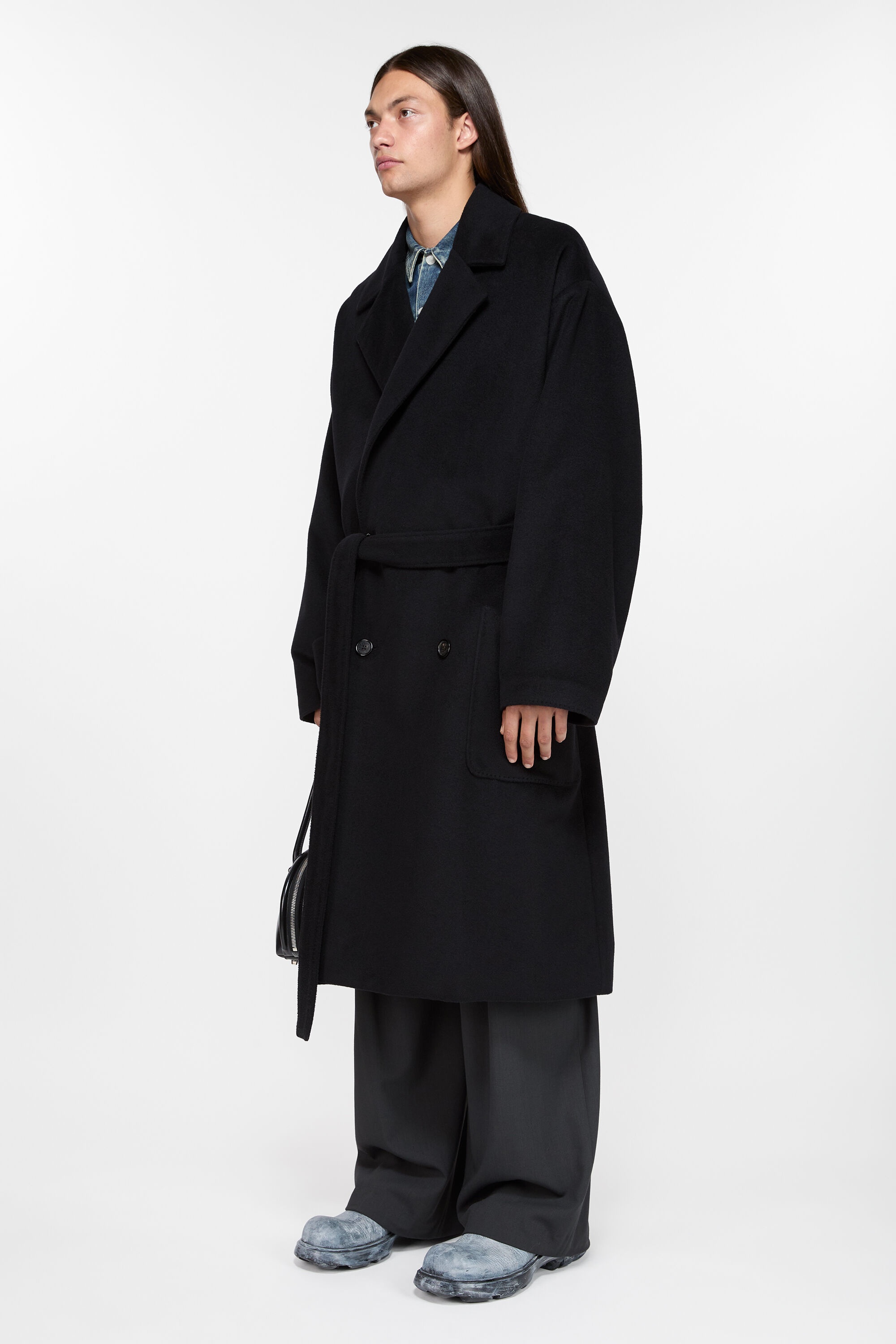 Double-breasted coat - Black - 3