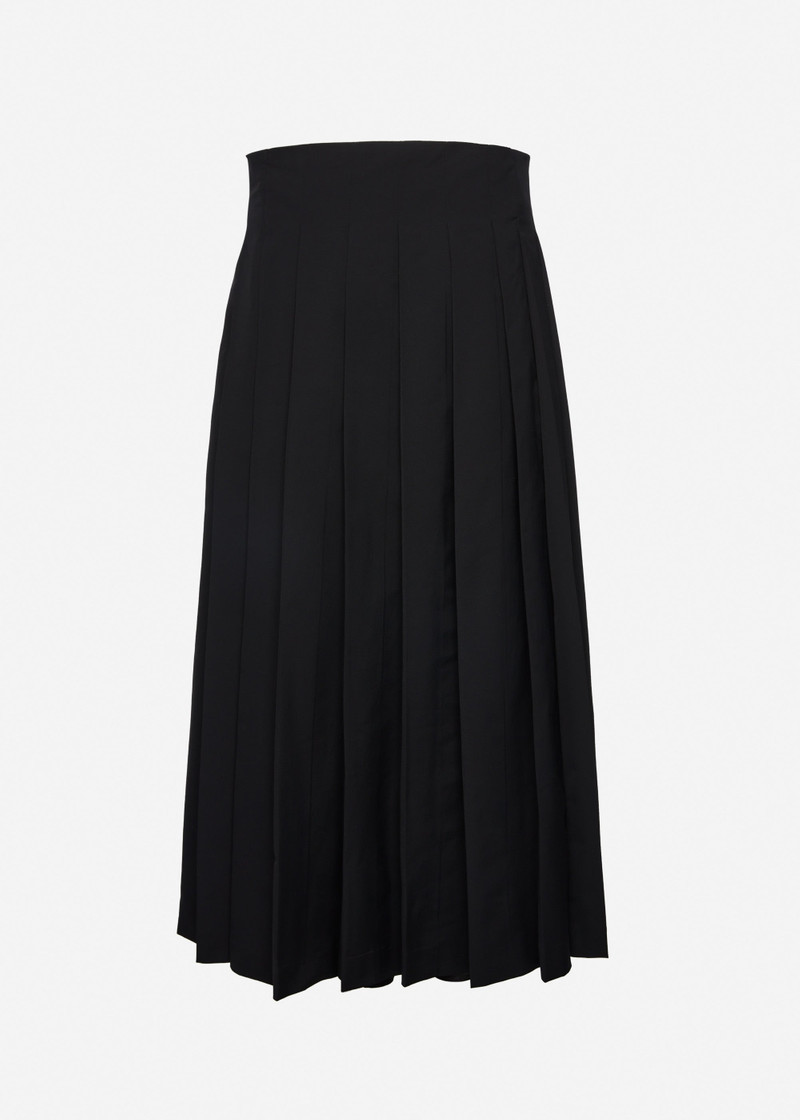 Long pleated wrap skirt in black 2
