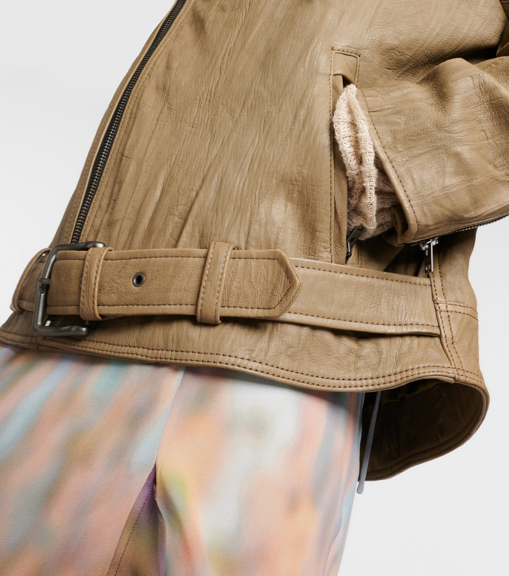 Linor oversized belted leather jacket - 5