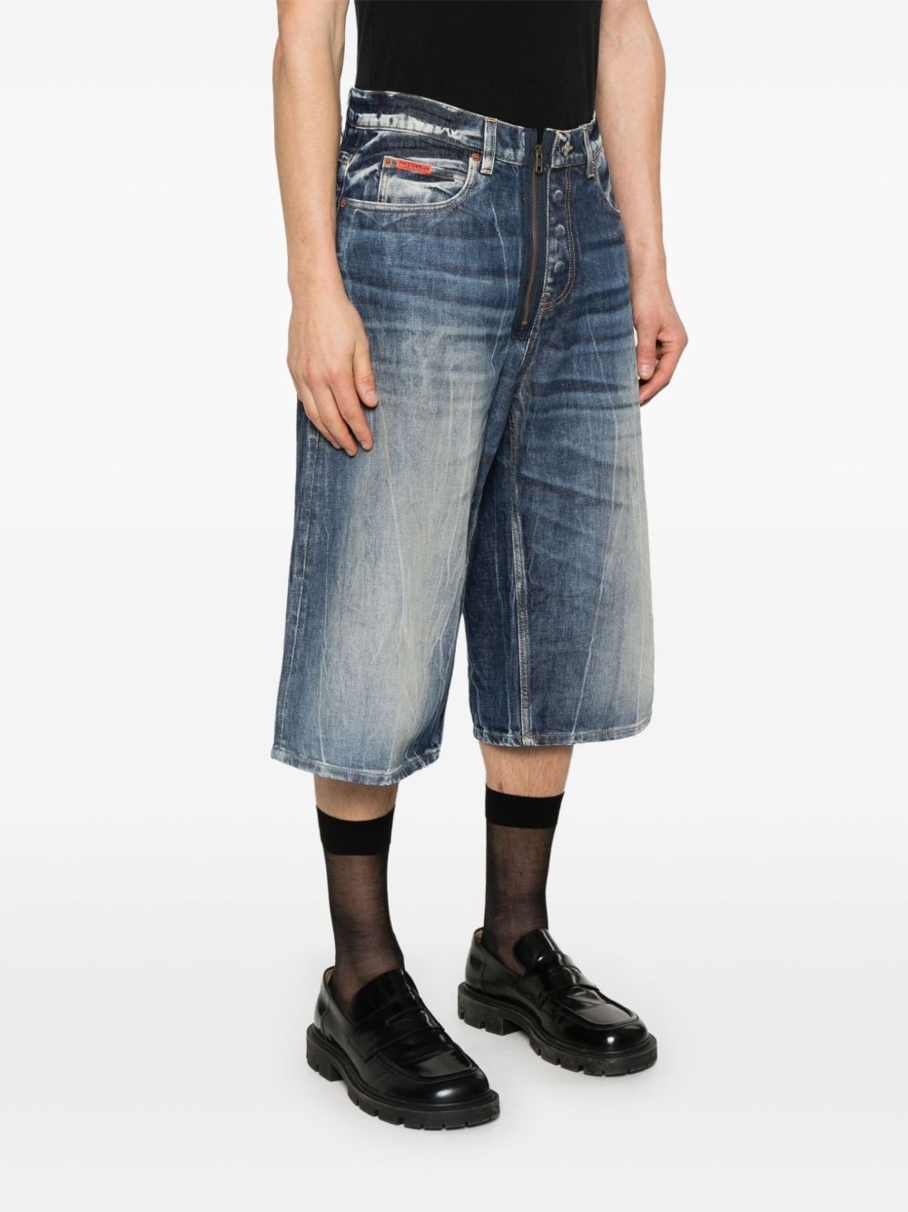 logo-patch denim shorts - 3