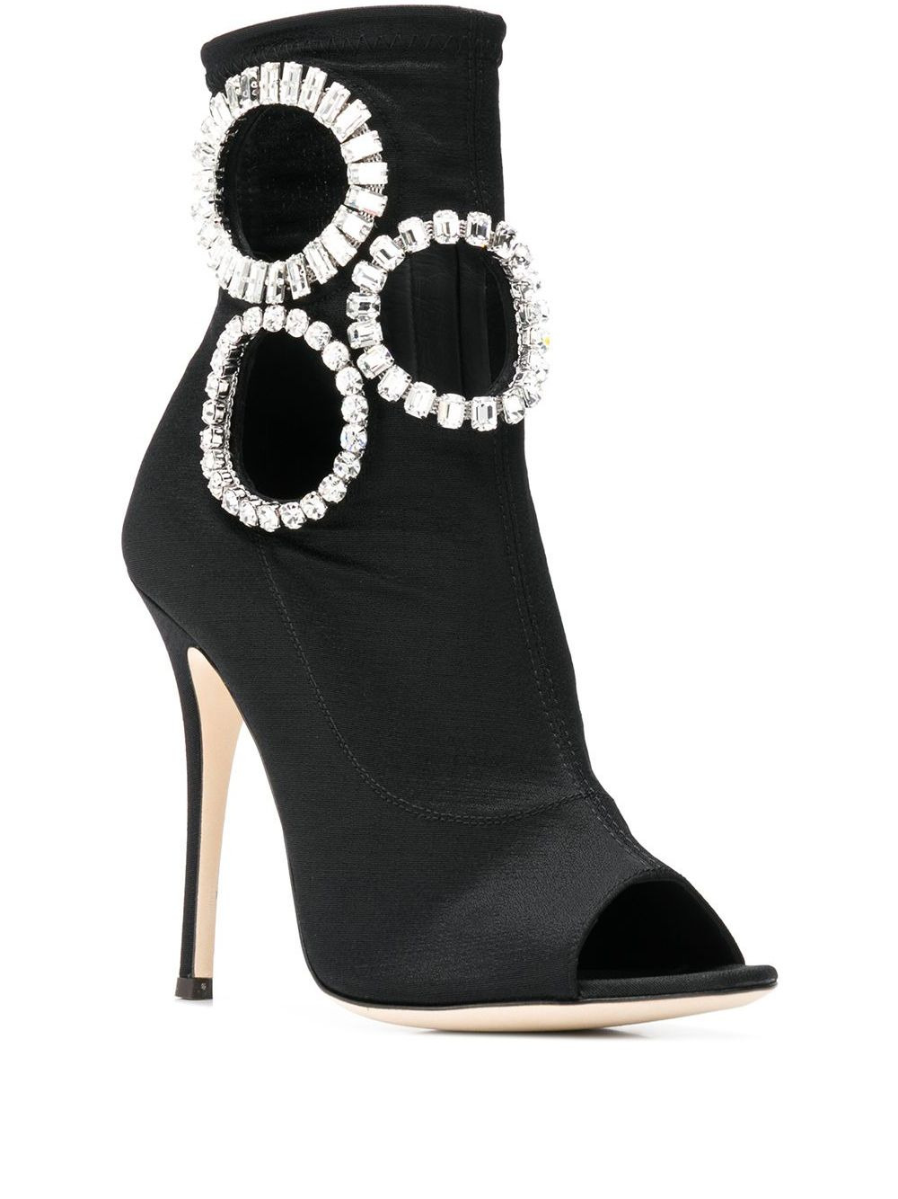 crystal embellished heeled boots - 2