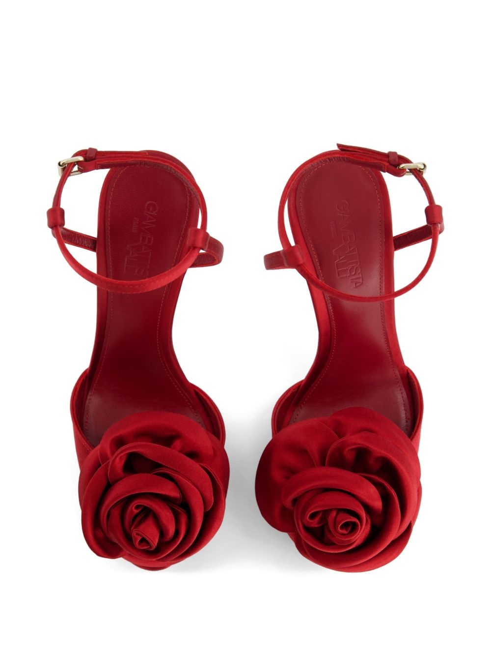110mm satin rose-embellished sandals - 4