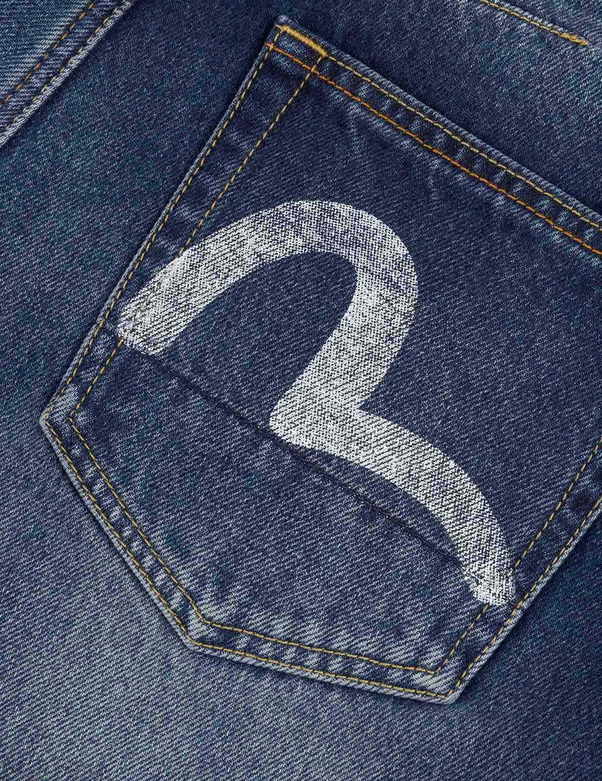 Hand-Drawn Seagull Print 3D Fit Jeans - 4