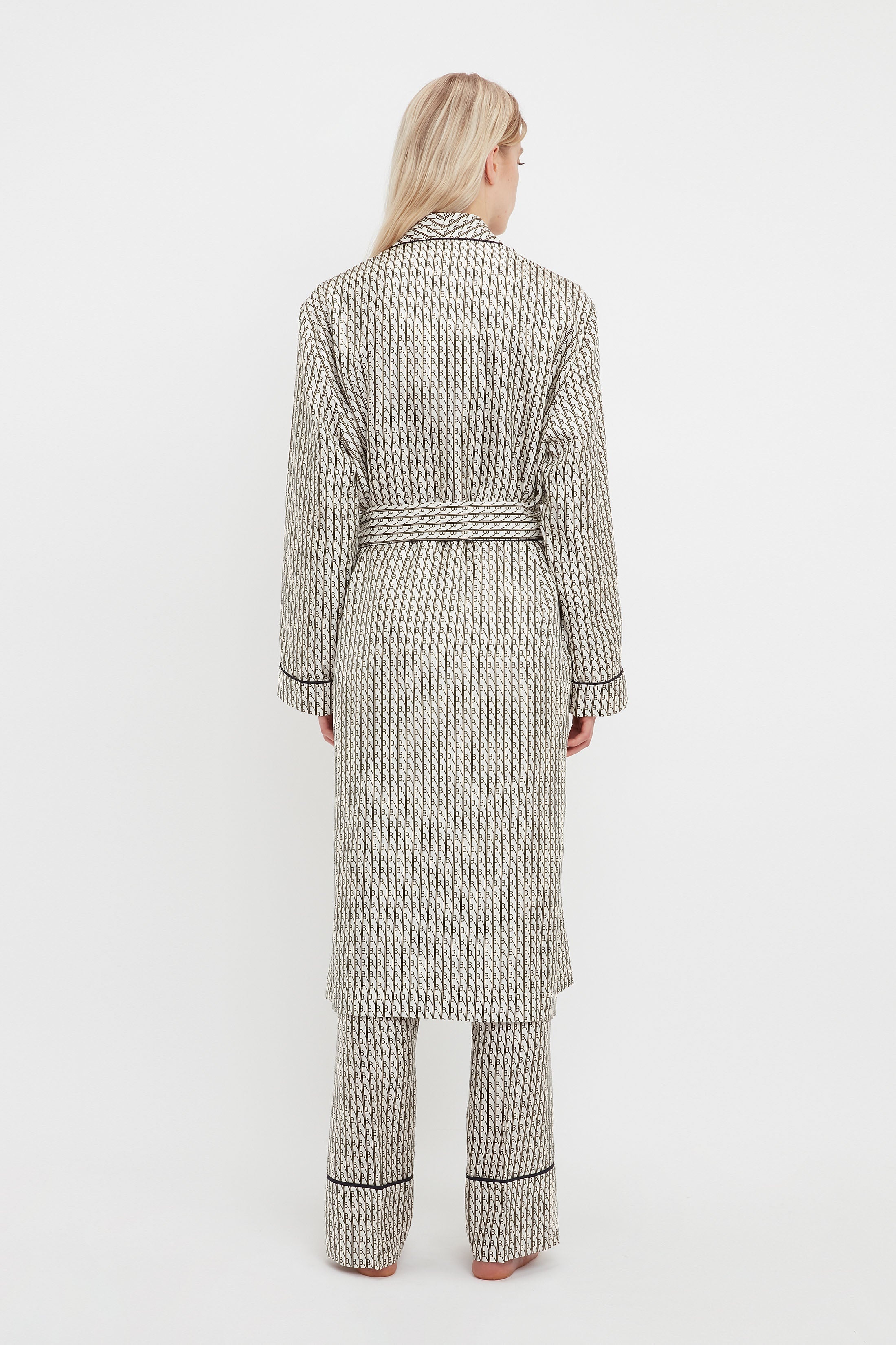 Pyjama Robe In VB House Monogram Jacquard - 8