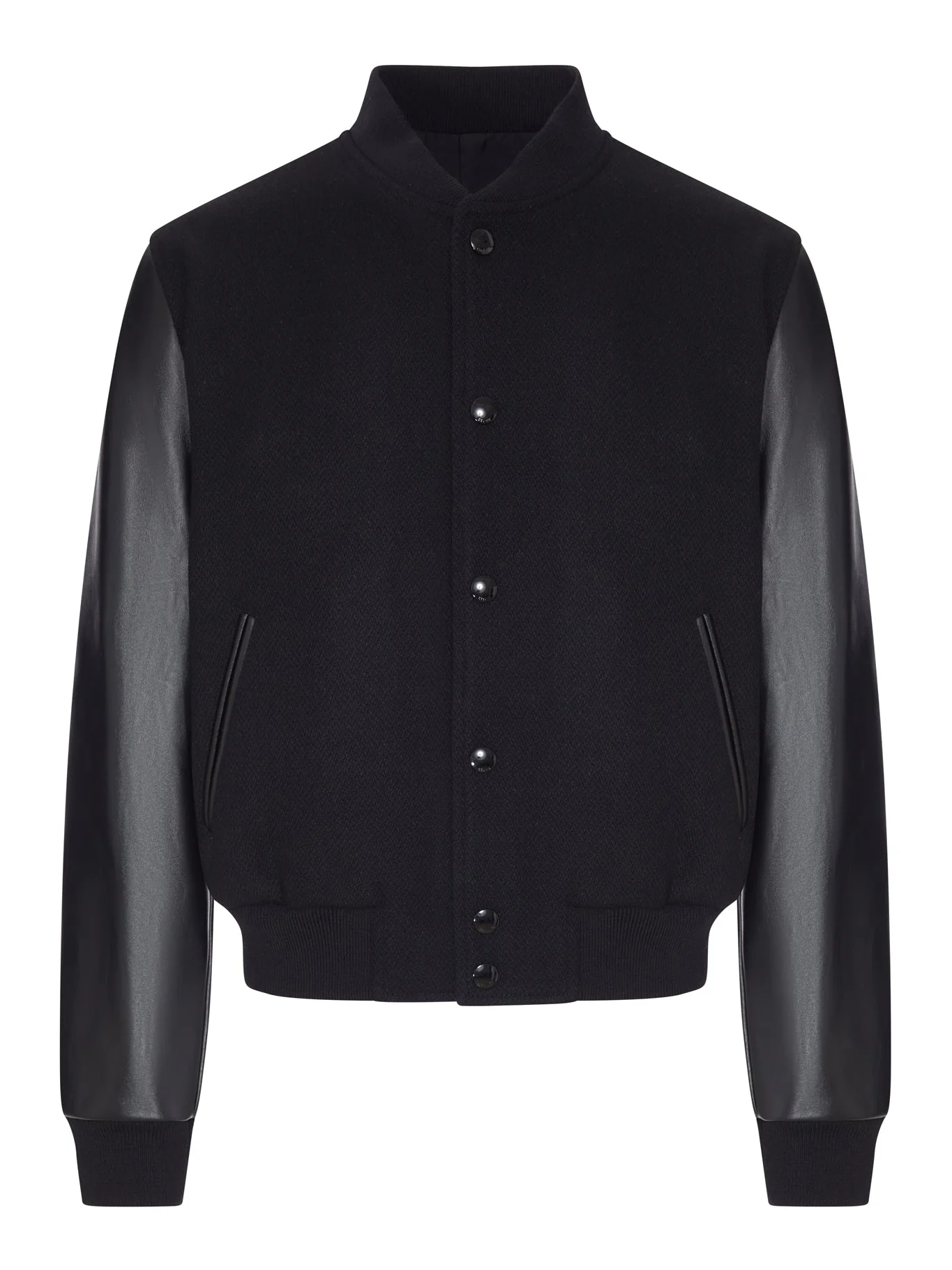 VARSITY CLOTH BOMBER JACKET WITH LEATHER SLEEVES - 1