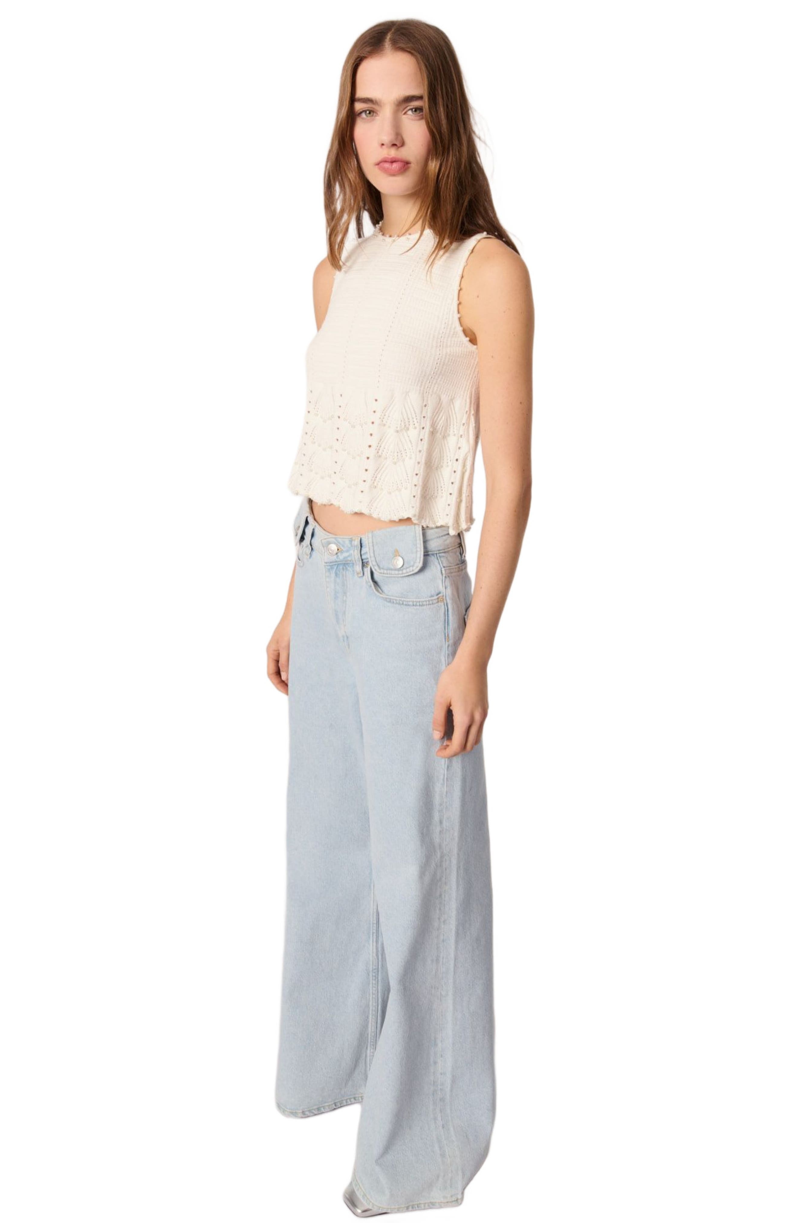 maje Faded wide-leg jeans in Light Blue at Nordstrom - 3