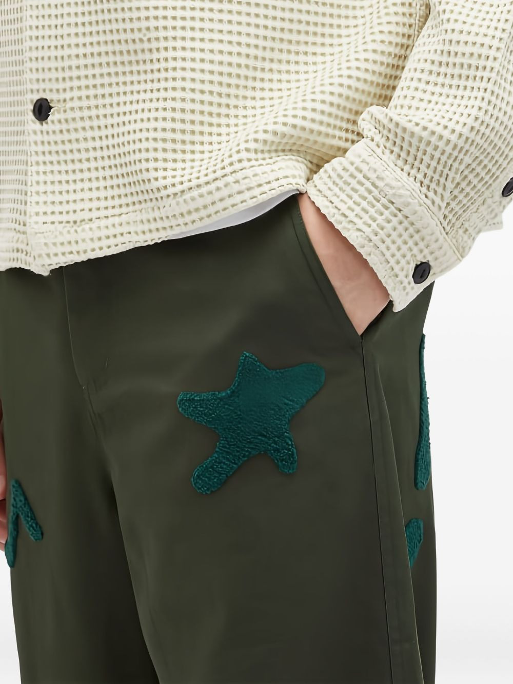 chenille-embroidered trousers - 4