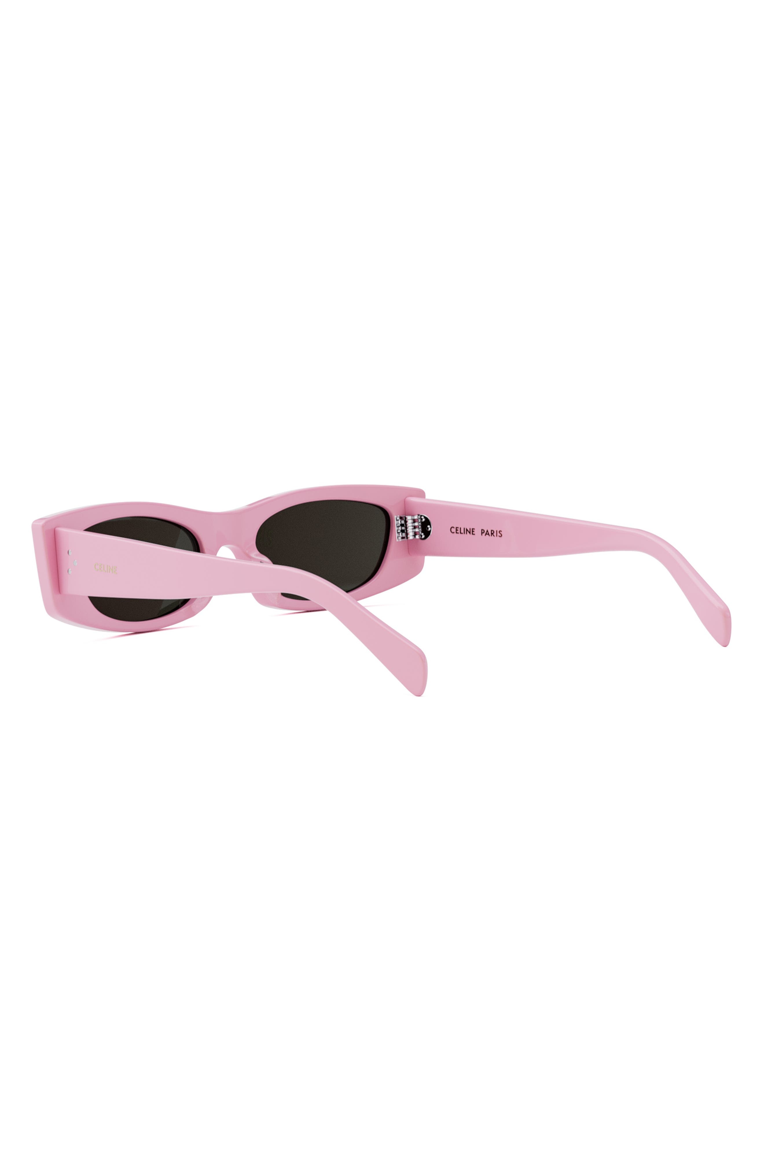 CELINE Bold 3 Dots 55mm Rectangular Sunglasses in Shiny Pink /Smoke at Nordstrom - 6