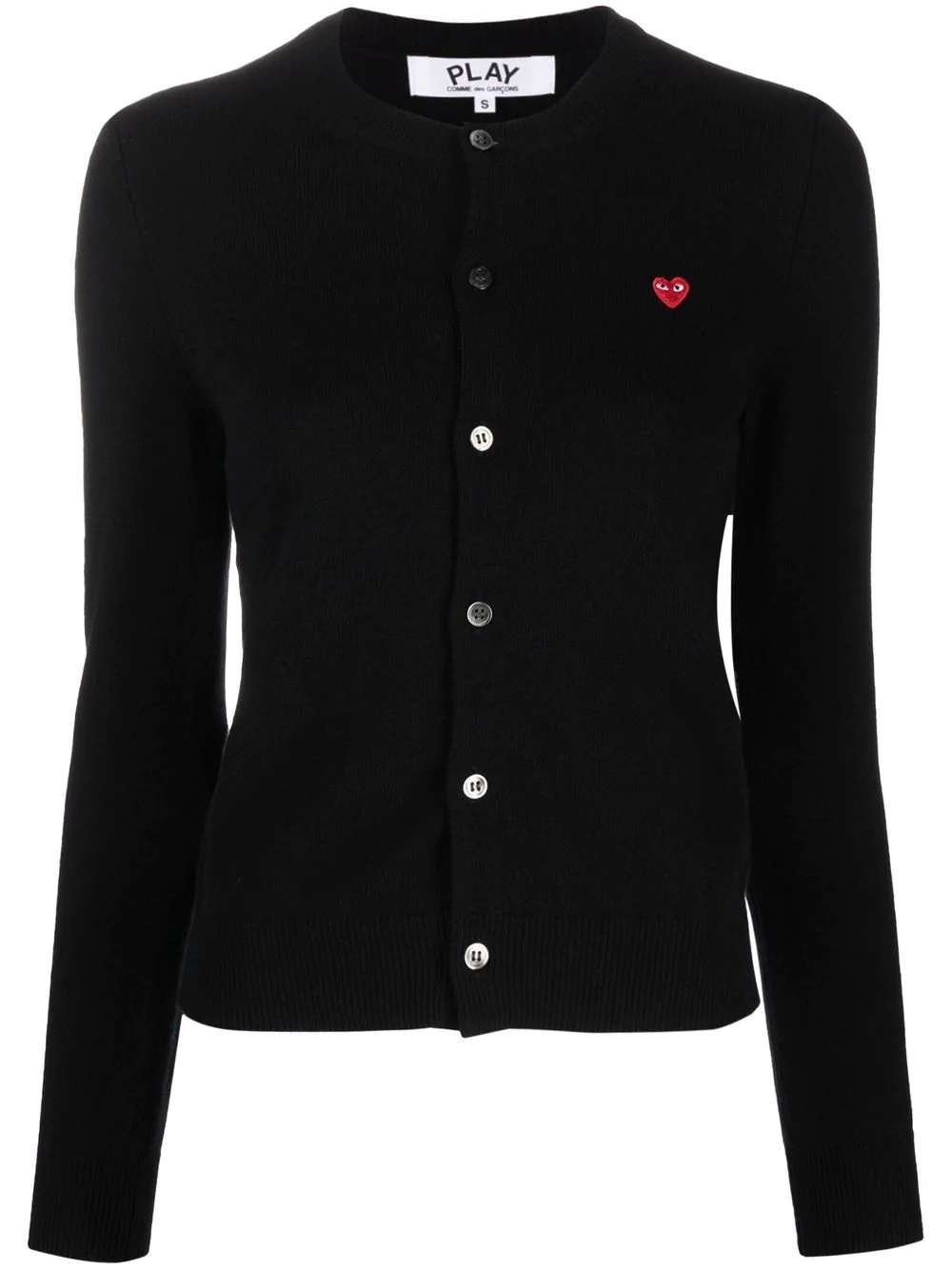 logo-patch fine-knit cardigan - 1