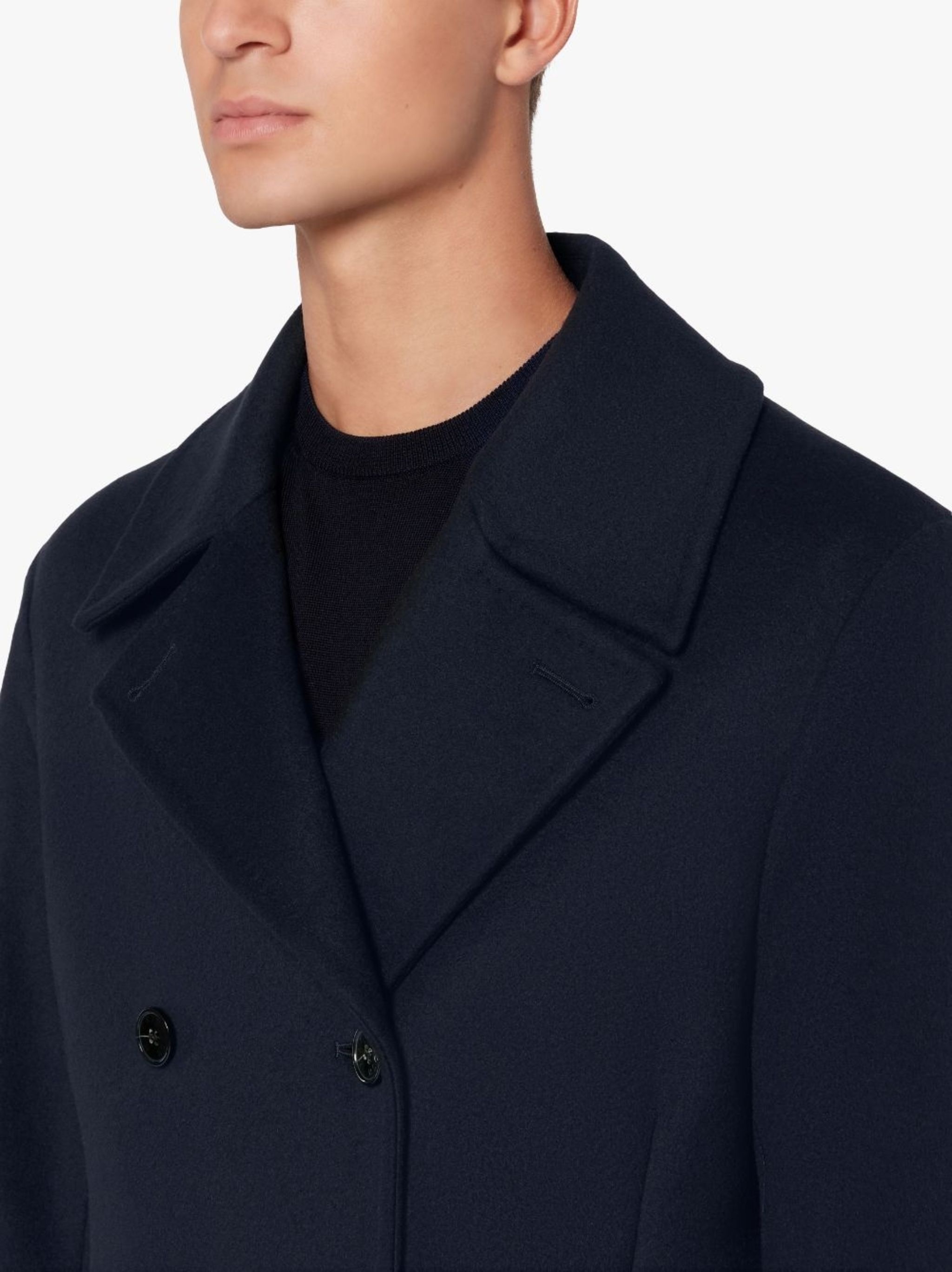 DALTON NAVY WOOL & CASHMERE PEA COAT | GM-1075F - 5