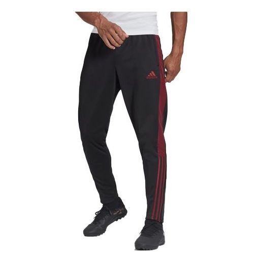 Men's adidas Stripe Elastic Waistband Soccer/Football Casual Sports Pants/Trousers/Joggers Black H59 - 1