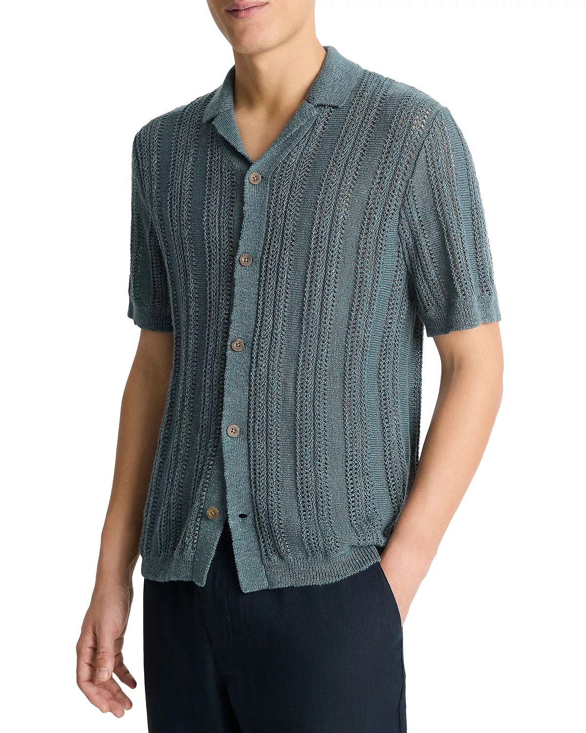 Regular Fit Short Sleeve Knit Cabana Shirt - 1