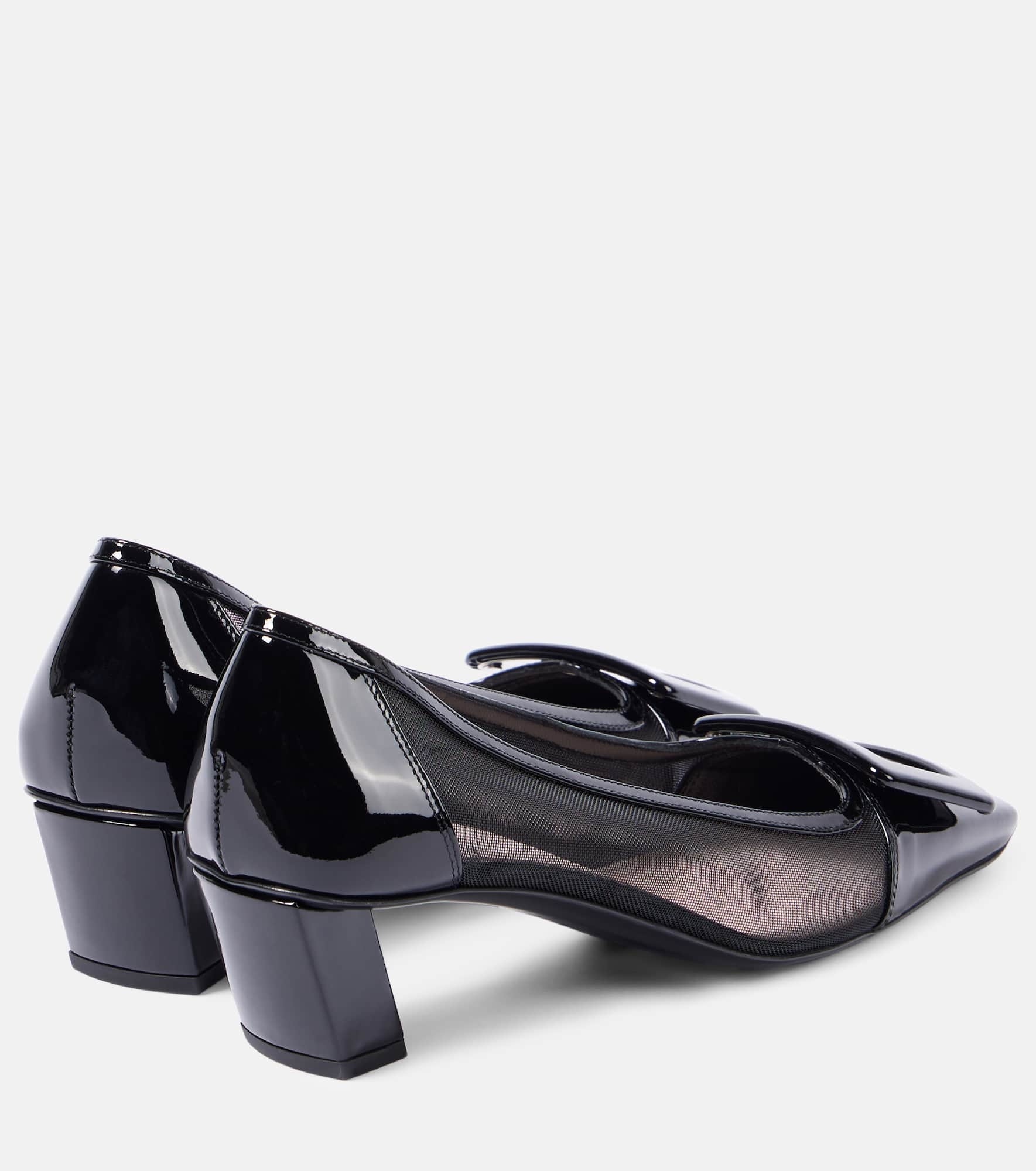 Belle Vivier 45 leather-trimmed mesh pumps - 2